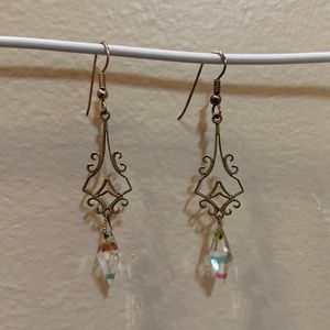 Vintage watermelon glass dangly earrings